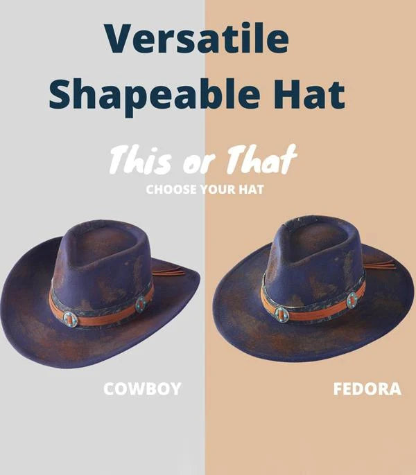 Navy Distressed Cowboy Hat