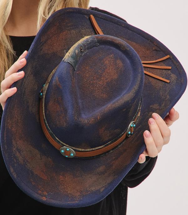 Navy Distressed Cowboy Hat