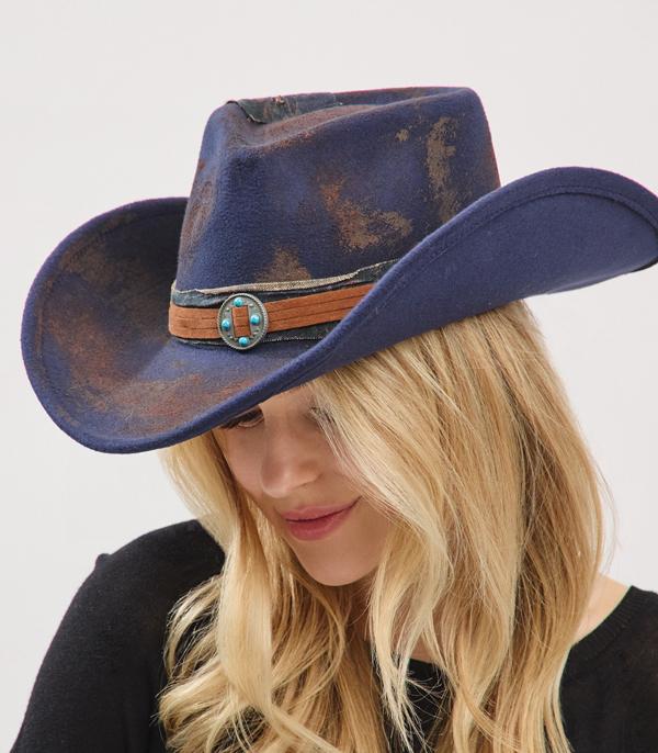 Navy Distressed Cowboy Hat