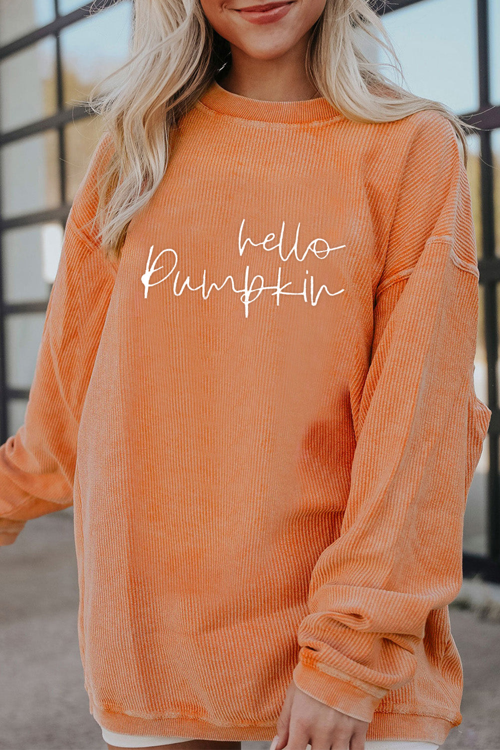 Hello Pumpkin Ribbed Crewneck