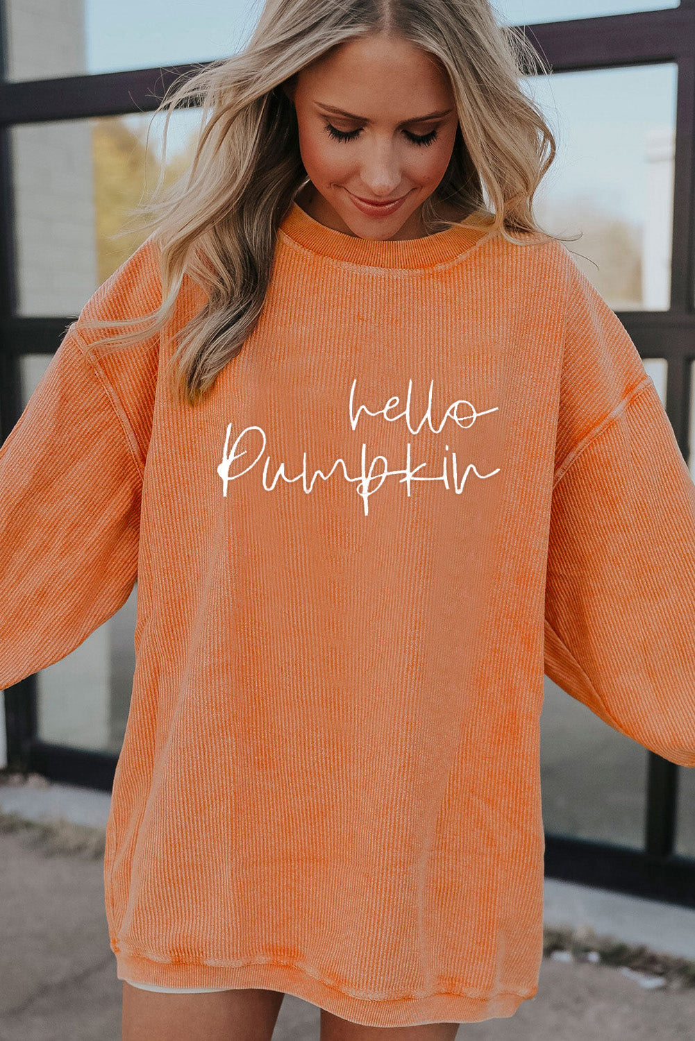 Hello Pumpkin Ribbed Crewneck