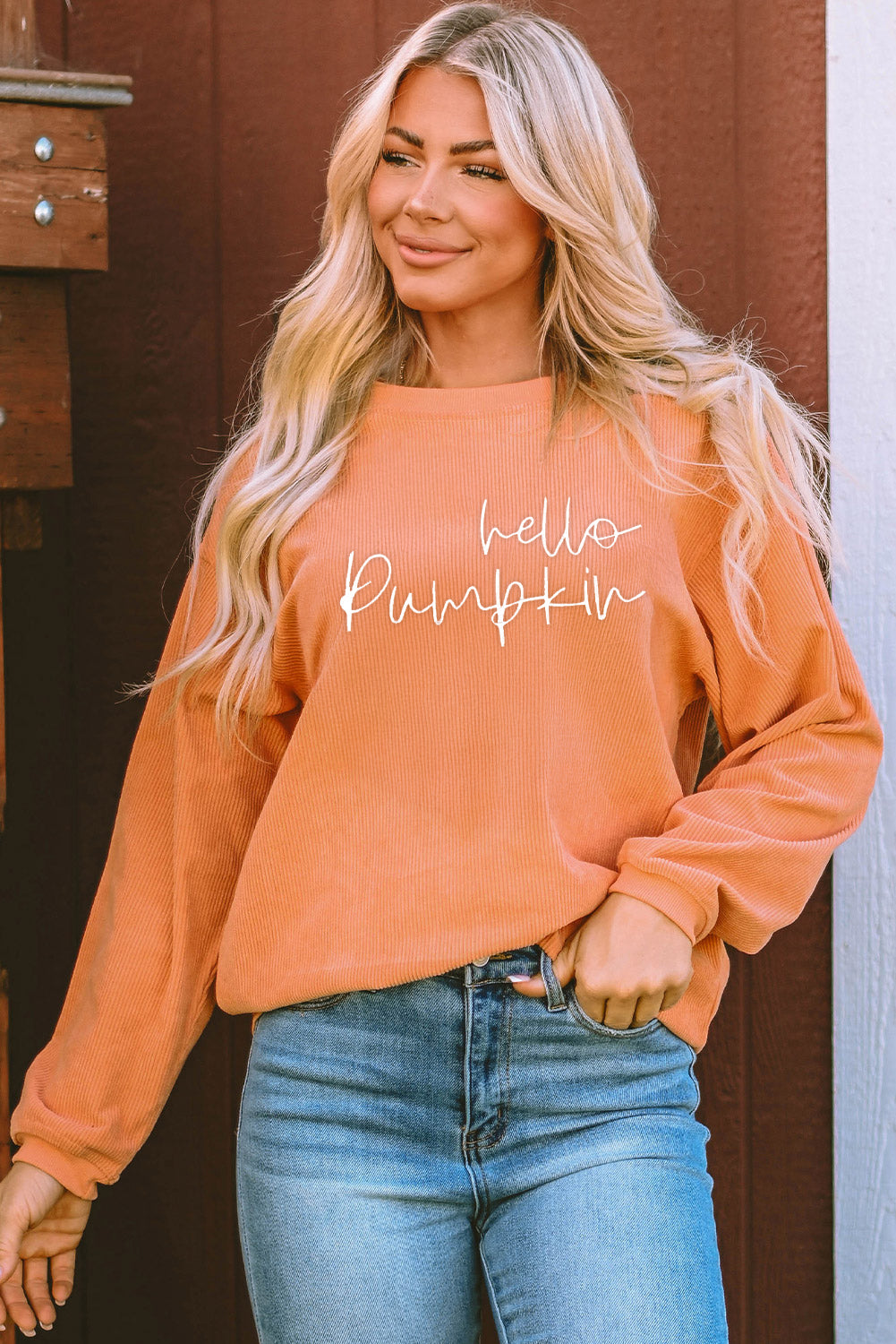 Hello Pumpkin Ribbed Crewneck