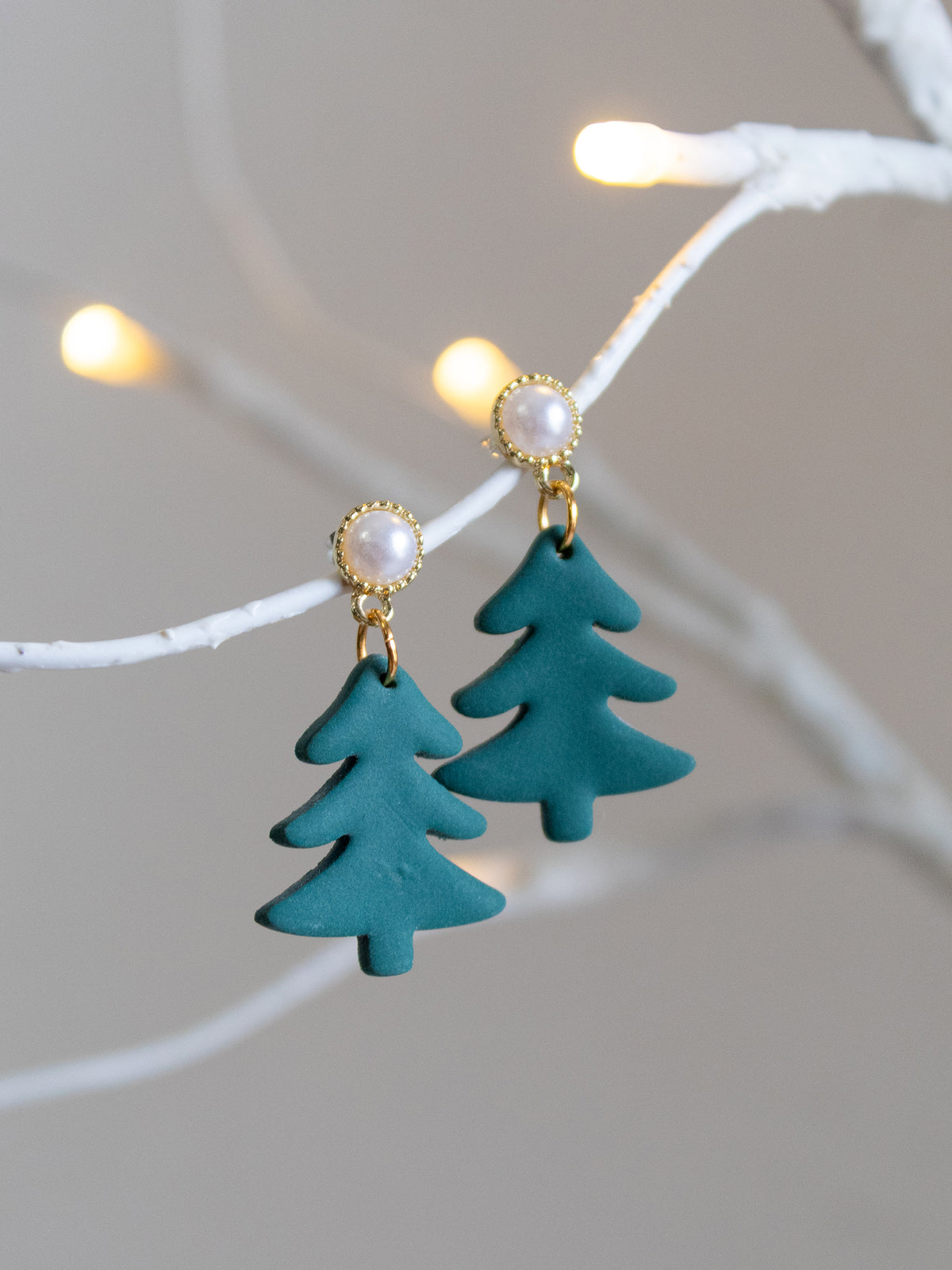 Handmade Green Christmas Tree Earrings