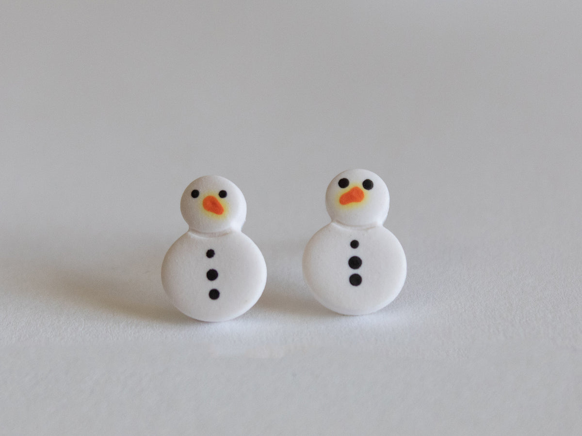 Handmade Snowman Stud Earrings