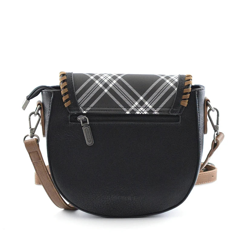 Plaid Whipstitch Crossbody Bag