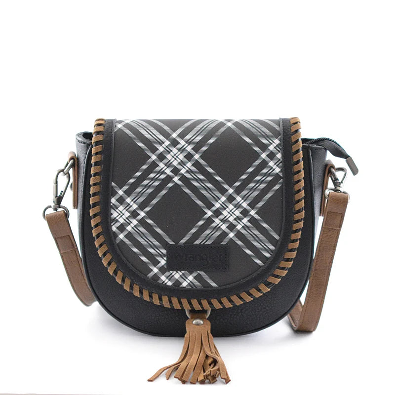 Plaid Whipstitch Crossbody Bag