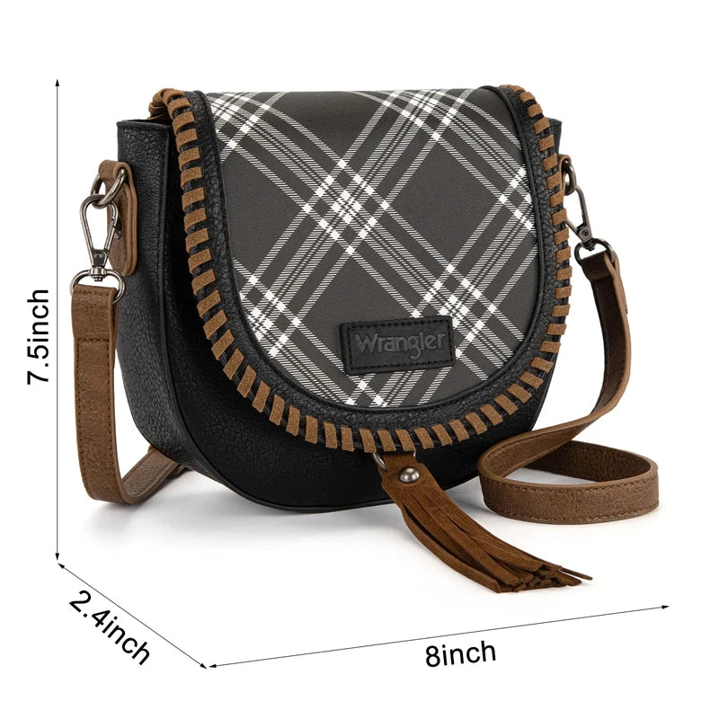 Plaid Whipstitch Crossbody Bag